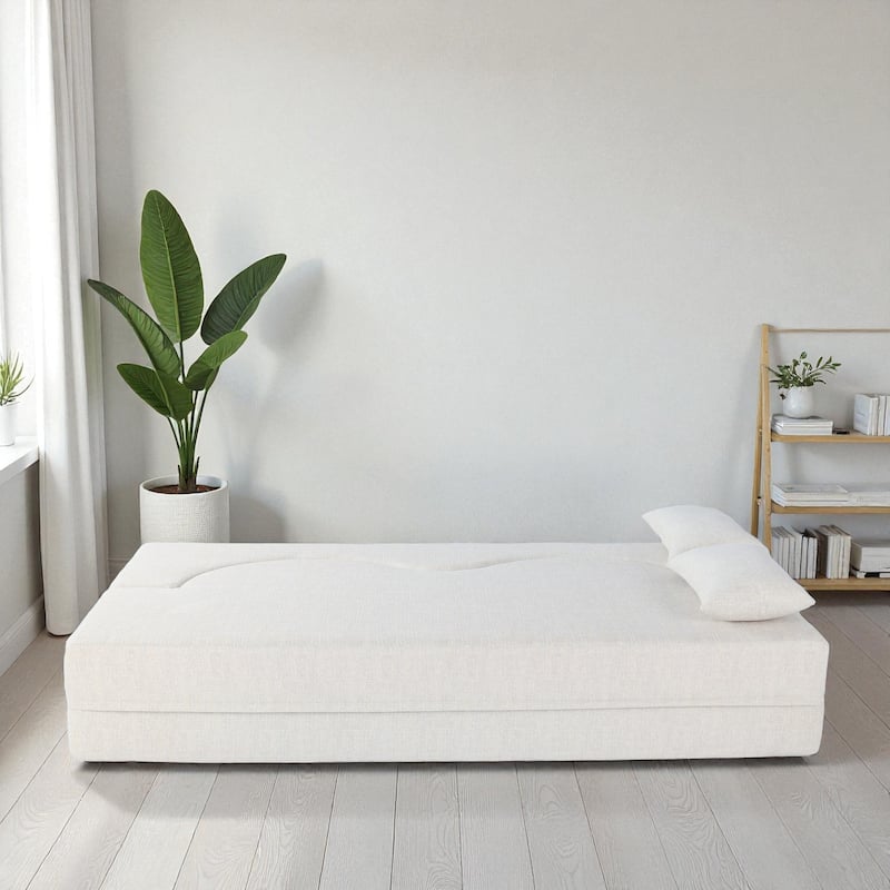 75" Convertible Foldable Sofa Bed, Memory Foam Upholstered 3-Seat Cloud Couch Mattress with 2 Pillows