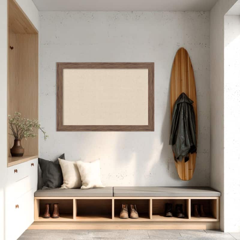 Amanti Art Framed Fabric Pinboard Natural Linen Printed Bulletin Board