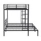 preview thumbnail 13 of 24, Full Over Twin & Twin Bunk Bed with Guardrail, MDF Shelf, Space-Saving Design, Black
