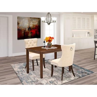 HomeStock 3-Pc Antique Walnut Finish Rectangular Solid Wood Top Dining Table Set