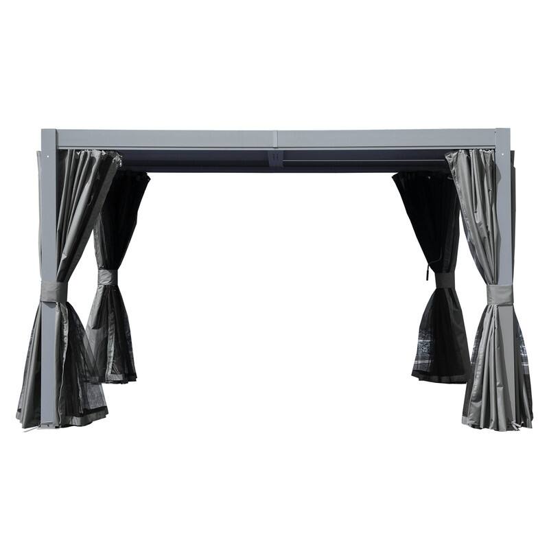 Domi Louvered Pergola 10' x 10', Aluminum Outdoor Pergola with Adjustable Louvers, Full Aluminum Frame, Built-in Gutter System