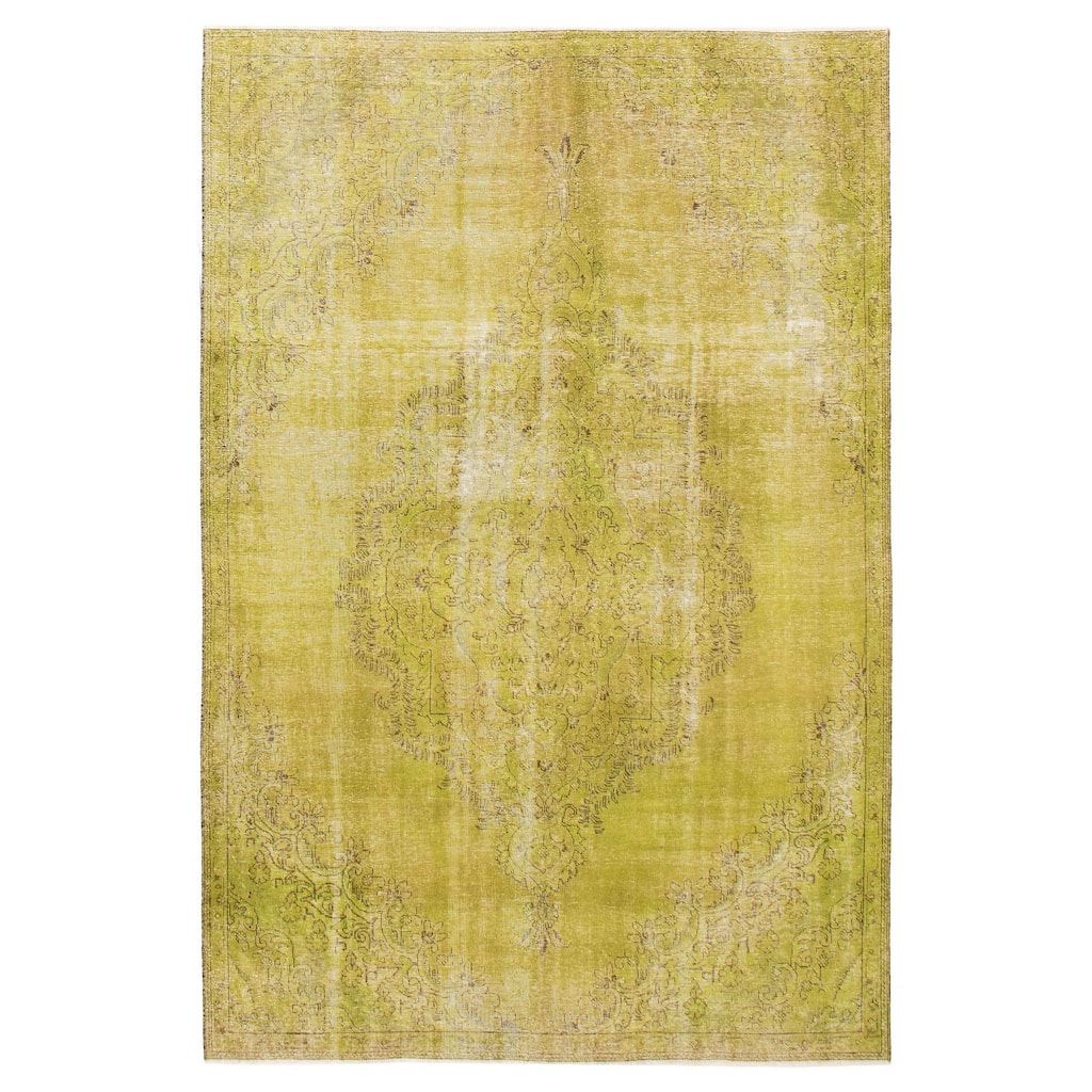 ECARPETGALLERY Hand-knotted Color Transition Lime Green Wool Rug - 7'2 x 10'8