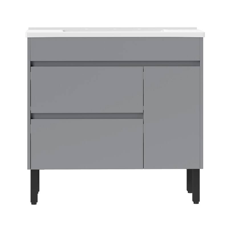 Moasis 37"/24"/16" Wide Bathroom Vanity with Top Mount Sink and Soft Close Door Modern Gray Design