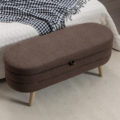 Upholstered Storage Bench with Wooden Legs