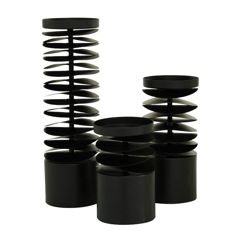 Metal Candle Holder - Set of 3 Black - Roche River Decor - 4"W x 4"L x 12"H