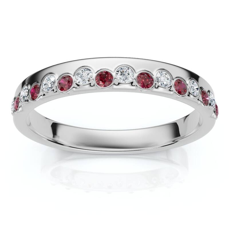 Bliss Diamond 1/5Ct Diamond & Ruby Rhythm Anniversary Band Gold or Platinum Lab Grown