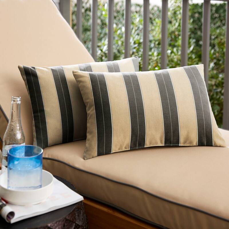 Sunbrella Berenson Tuxedo Stripe Indoor/Outdoor Knife Edge Pillow (Set of 2) - 12 in L x 18 in W