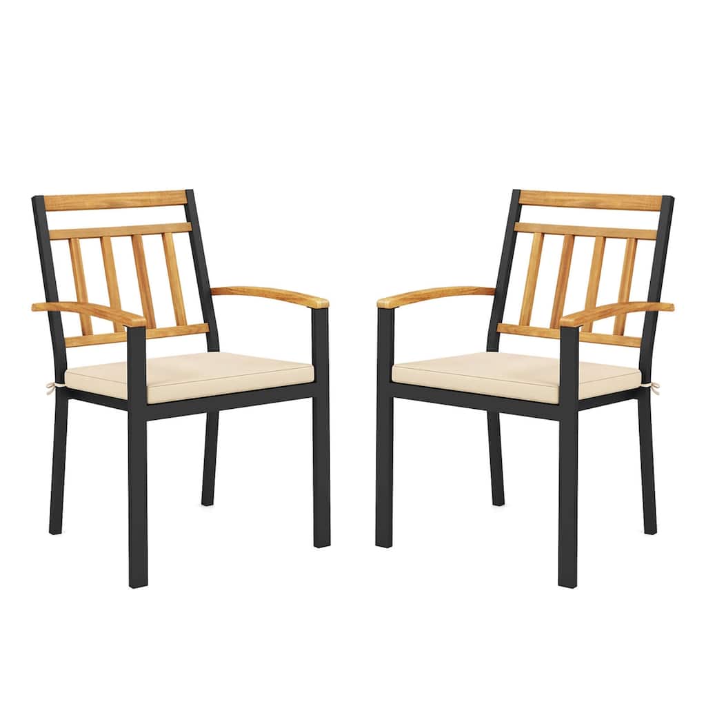 Costway Patio Dining Chairs Set of 2/4 Metal Outdoor Chairs with