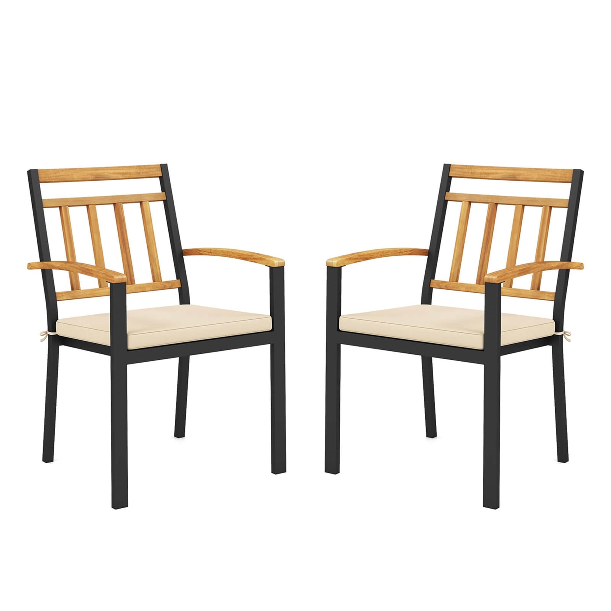 Costway Patio Dining Chairs Set of 2/4 Metal Outdoor Chairs with