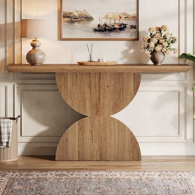 63 Inch Farmhouse Console Table for Entryway, Unique Sturdy Base