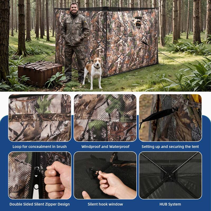 Moasis Hunting Blind Panel with Carrying Bag, 3-4 Person Pop-up Waterfowl Blinds Resilient Field Duck Hunting Tent