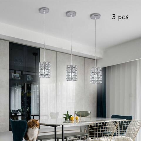 3 Pcs Crystal Pendant Light Kitchen Island Ceiling Lighting Fixture - 6.7''