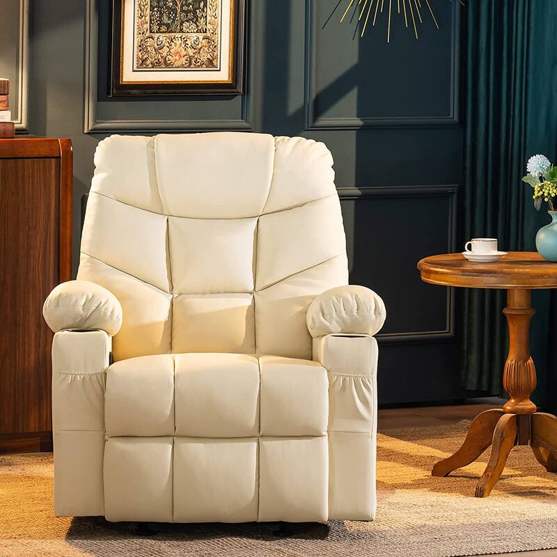 MCombo Manual Glider Rocker Recliner Chair with USB Ports, Faux Leather 8002