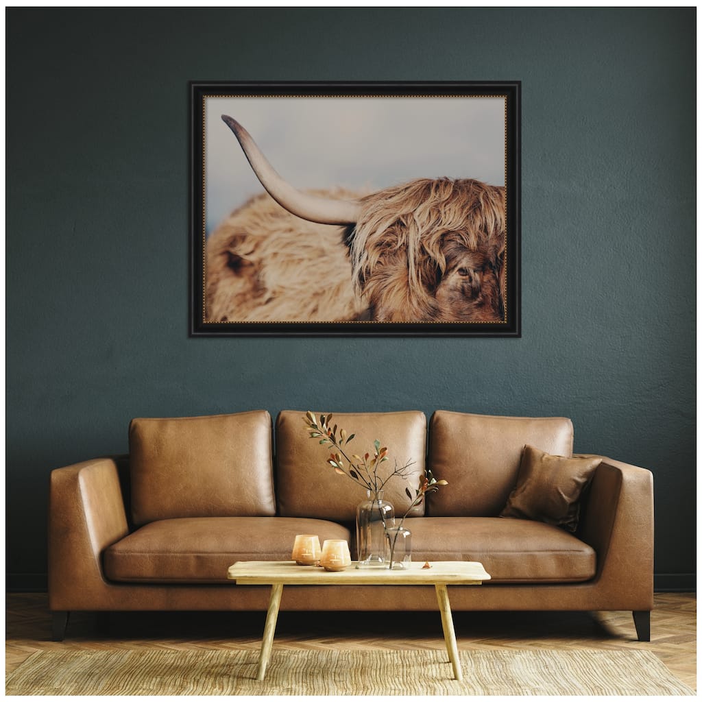 Kate and Laurel Highland Cow No. 4 Close by Laura Evans Framed Wall Art Print