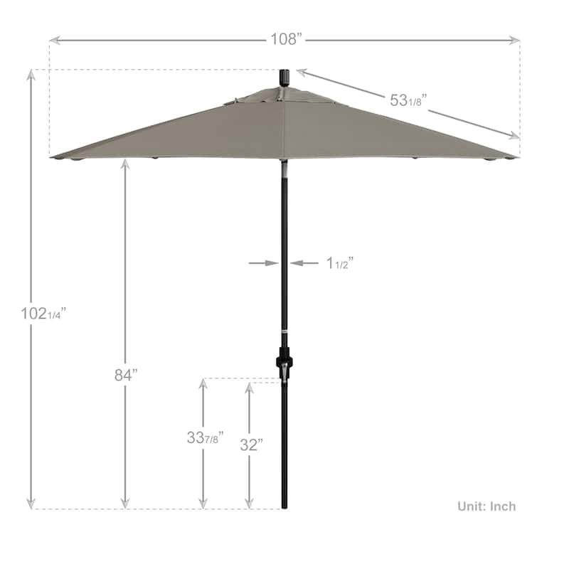 California Umbrella 9' Rd Patio Umbrella Black Aluminum Frame Fiberglass Ribs Crank Lift Collar Tilt, Olefin Royal Blue Fabric