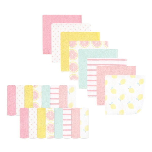 slide 1 of 1, Hudson Baby Infant Girl Rayon from Bamboo Washcloth Bundle, Lemons, One Size - Lemons - One Size