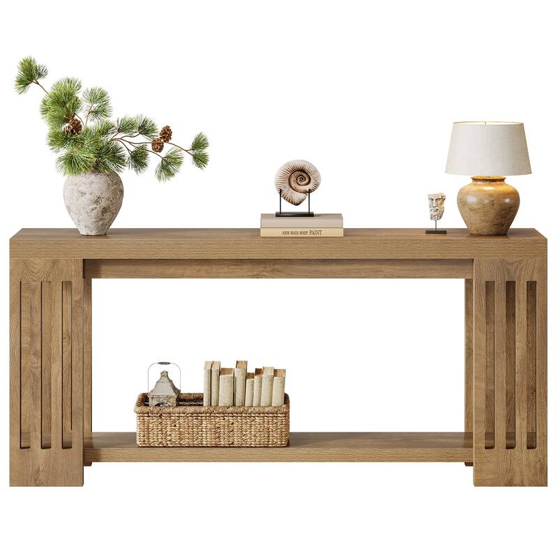 70.9-Inch Console Table, 2-Tier Sofa Table, Long Entryway Table for Living Room, Hallway, Entrance, Foyer