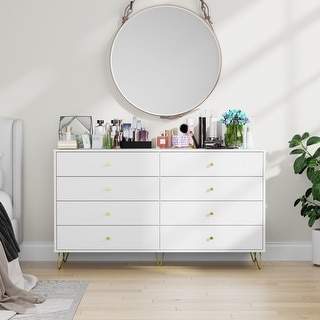 Timechee 55-inch Modern Space Saving 8-Drawer Double Dresser, White - Bed Bath & Beyond - 35475226 Timechee 55-inch Modern Space Saving 8-Drawer Double Dresser, White - Bed Bath & Beyond - 35475226