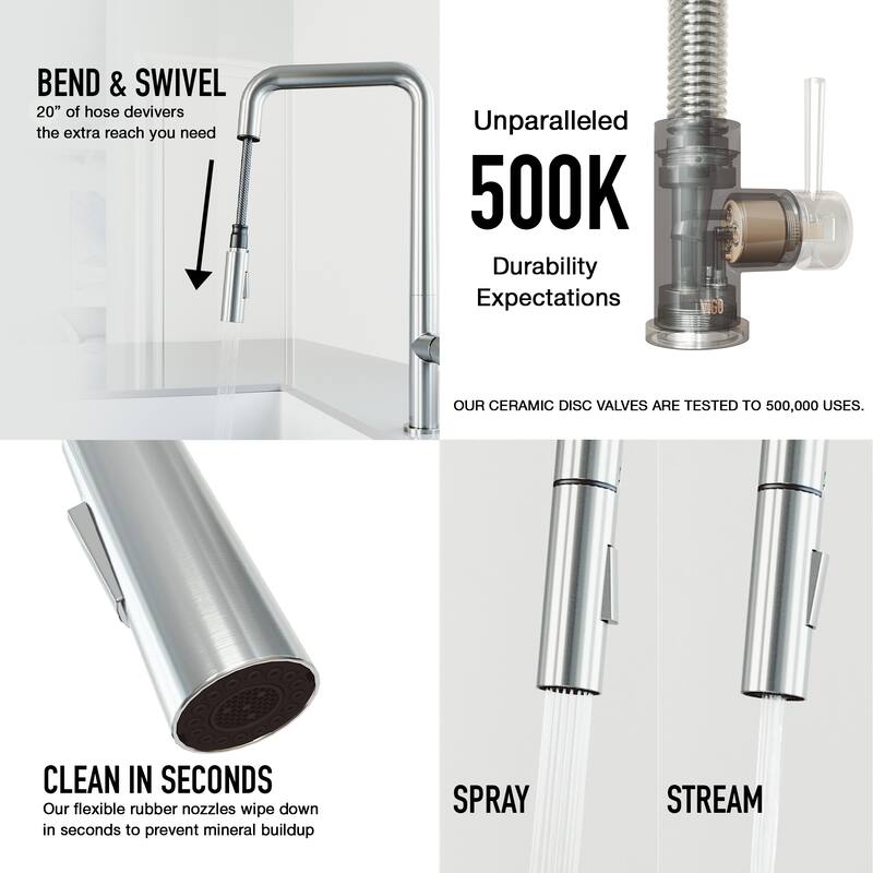 VIGO Parsons 18" H Single Handle Pull-Down Sprayer Kitchen Faucet