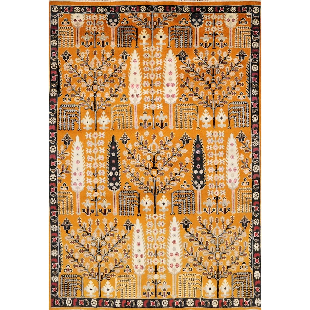 Hand Knotted Oriental 100% Wool Carpet Transitional All-Over Oranges & Rust Oushak Area Rug - 9' 9'' X 7' 10''