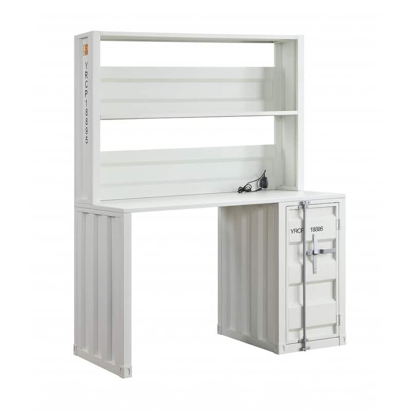 47" White Metal Writing Desk