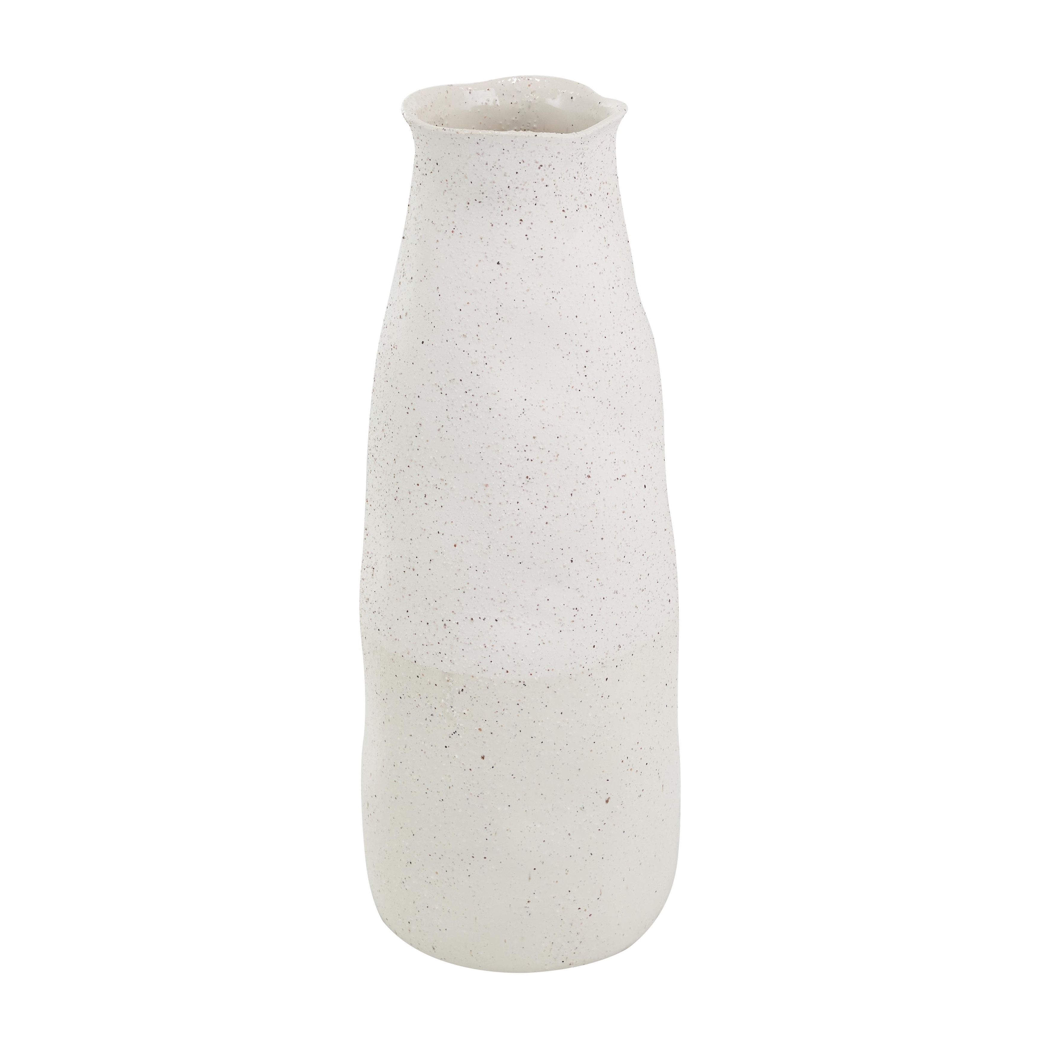 Ceramic Abstract Wavy Decorative Vase with Textured Speckled Detailing - Cream - Roche River Decor
