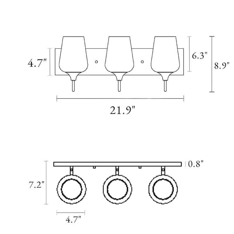 Modern Gold 3-Light Bathroom Vanity Light Designed Glass Wall Sconces - W21.9" * L9.8" * H6.7"