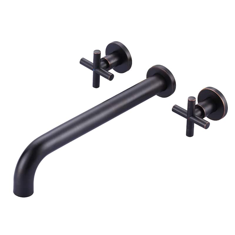 WOWOW Modern Cross-Style Dual-Handle Wall-Mounted Bathtub Faucet - Oil Rubbed Bronze
