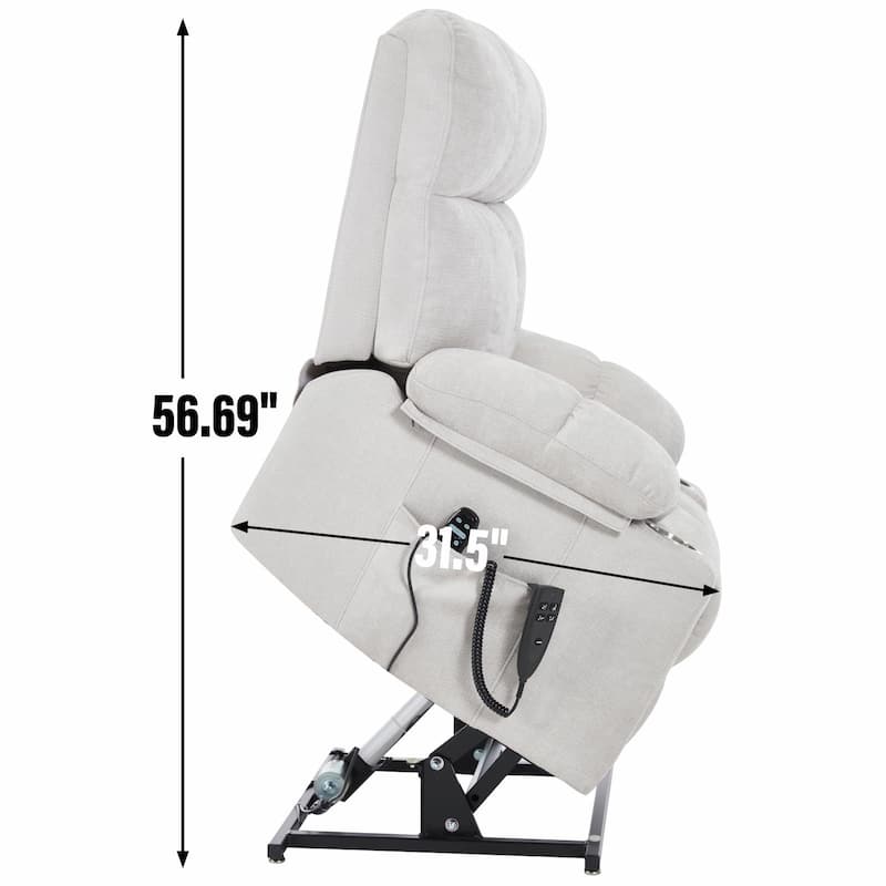 Dual Motor Infinite Position Up to 350 LBS Chenille Power Lift Recliner Chair