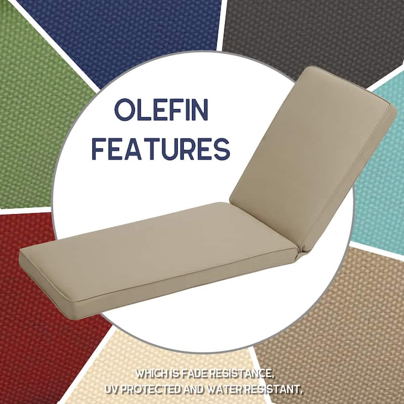 Aoodor Patio Chaise Lounger Cushions Set of 2, Olefin Fabric, Water-Resistant, 72x21x3 Inches(Only Cushions) - N/A