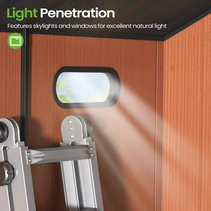 VredHom 8X8/8X10/8X12 FT All-Weather Outdoor Resin Storage Shed with Windows Floor for Patio Furniture and Tools