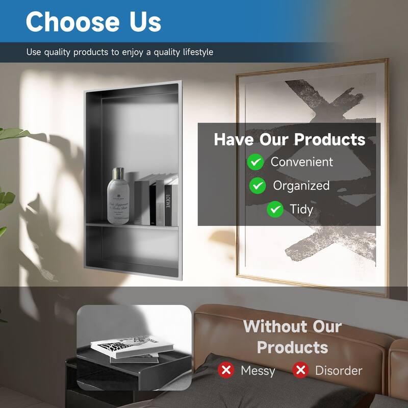 WIZ 12-inch W x 25-inch H x 4-inch D Stainless Steel Shower Niche