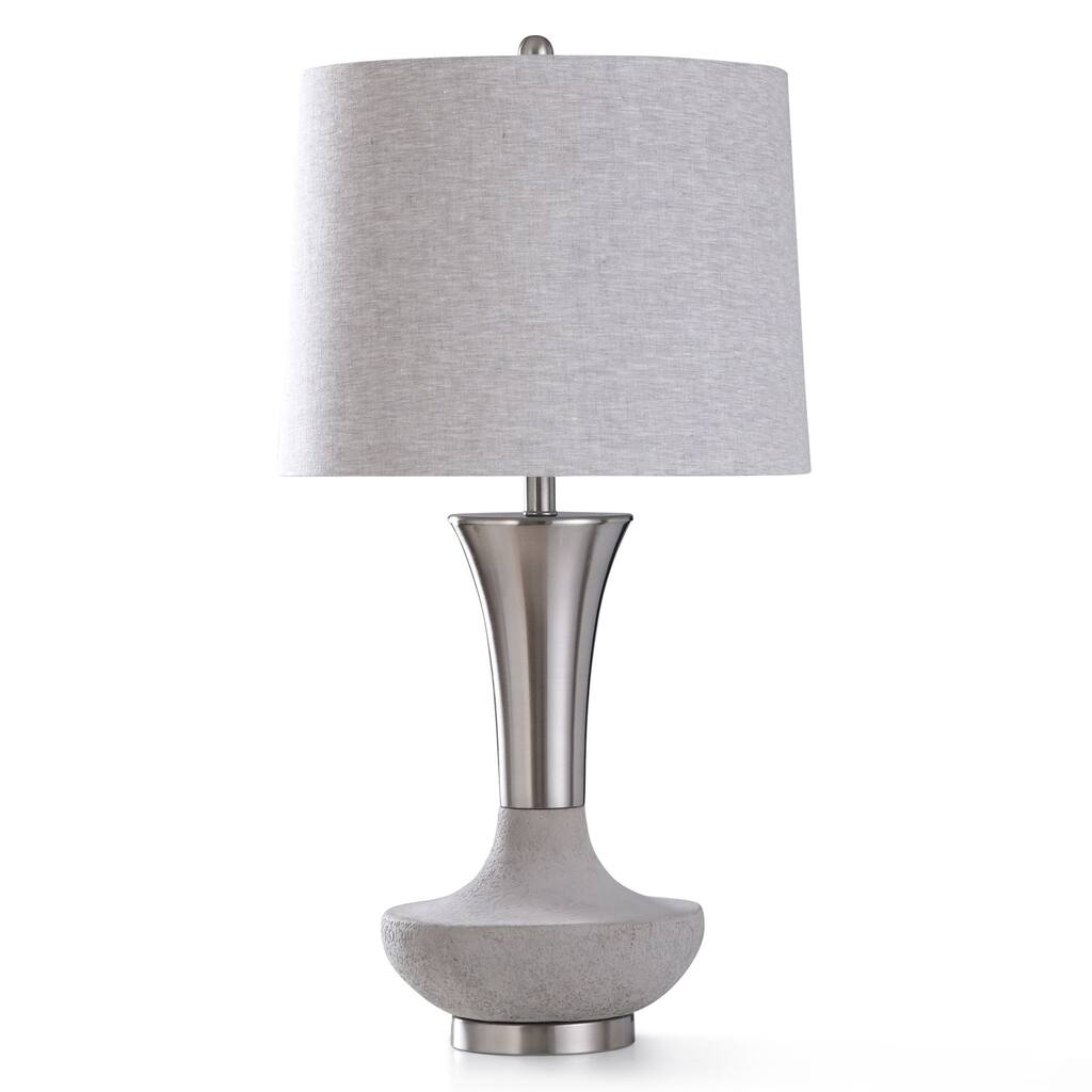 StyleCraft Dante Concrete and Brushed Nickel Metal Table Lamp