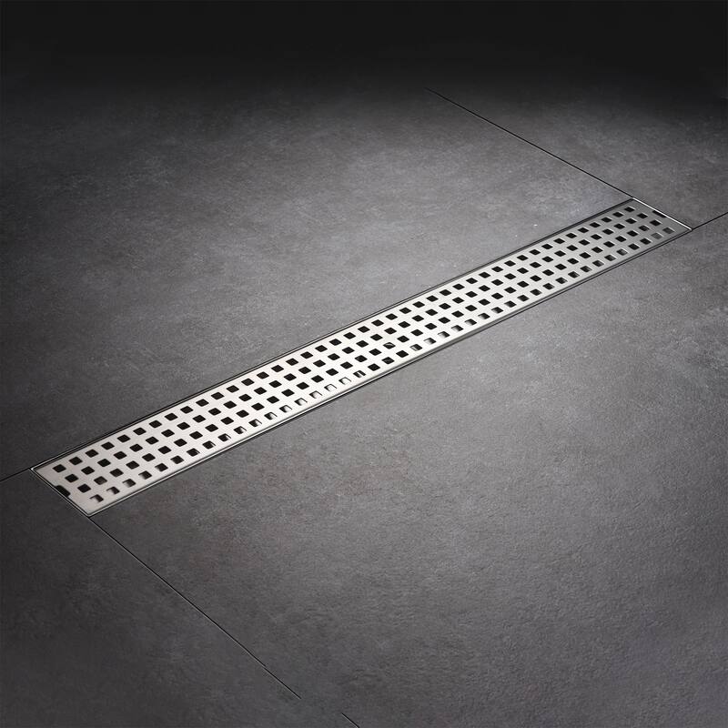 24 in. Stainless Steel Linear Shower Drain with Square Pattern Drain Cover - Stainless Steel