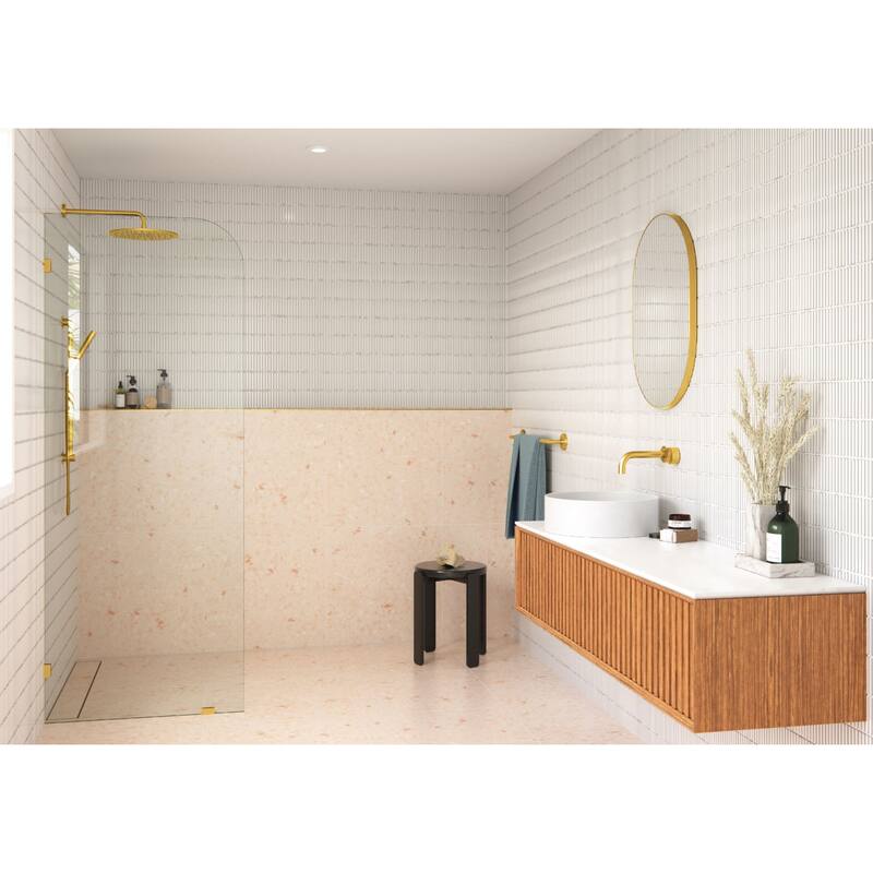 Glass Warehouse GW-F-RAD-36 Solaris 78" High x 36" Wide Shower Screen - Satin Brass