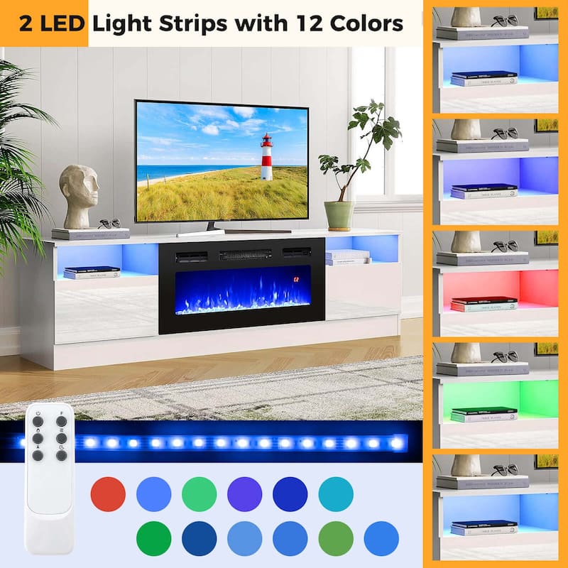 Costway 36" 5,000 BTU Electric Fireplace with LED Light Strips Remote - See Details