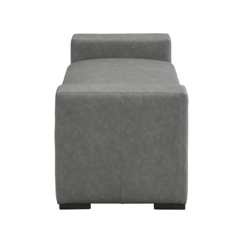 Stylish and Durable Grey Faux Leather Ottoman