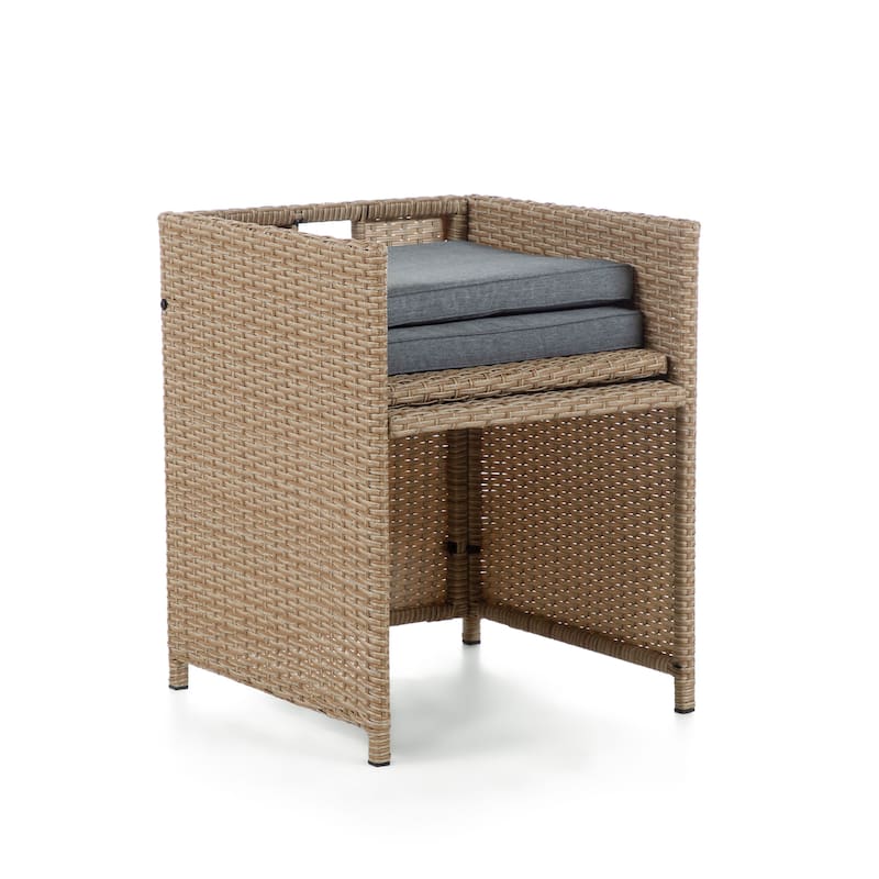 Liyana Transitional Compact Wicker and Glass 11-Piece Outdoor Dining Set by M&L Co.