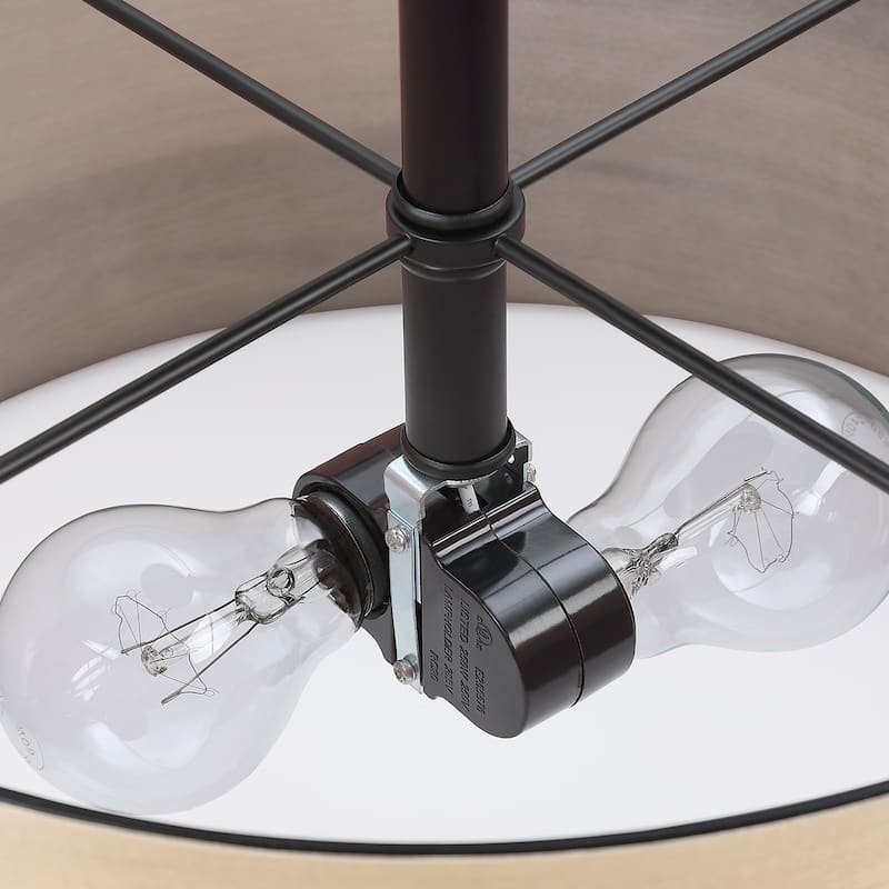 Breaux Wood Veneer Drum Semi Flush Mount Ceiling Light