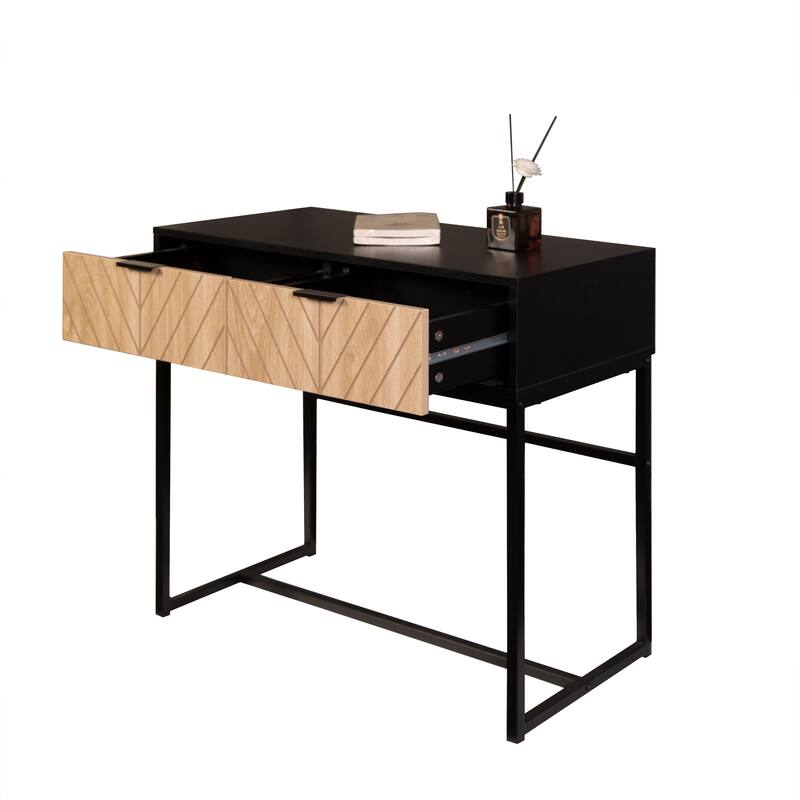 Bali Coastal Modern 2 Drawer Black Console Table