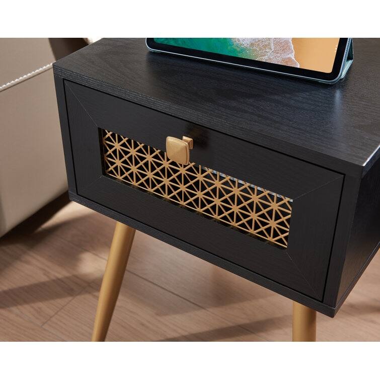 Wood End Table With Storage for Living Room 21.7'' H X 15.8'' W X 15.8'' D