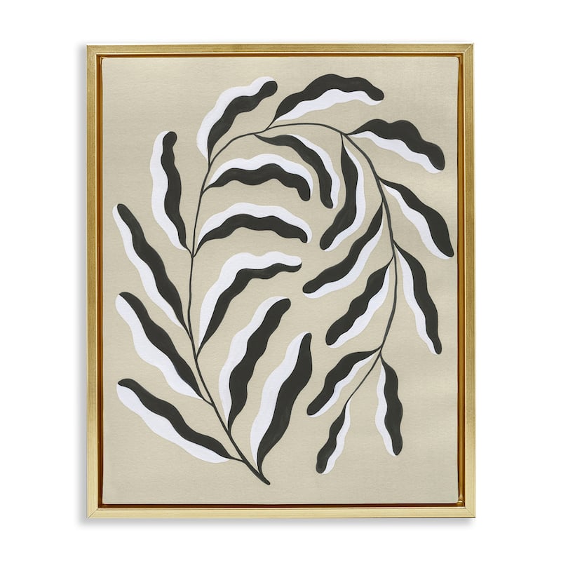 Stupell Curved Blooming Botanical Framed Floater Canvas Wall Art Design By Grace Popp - 25 x 31 - Gold