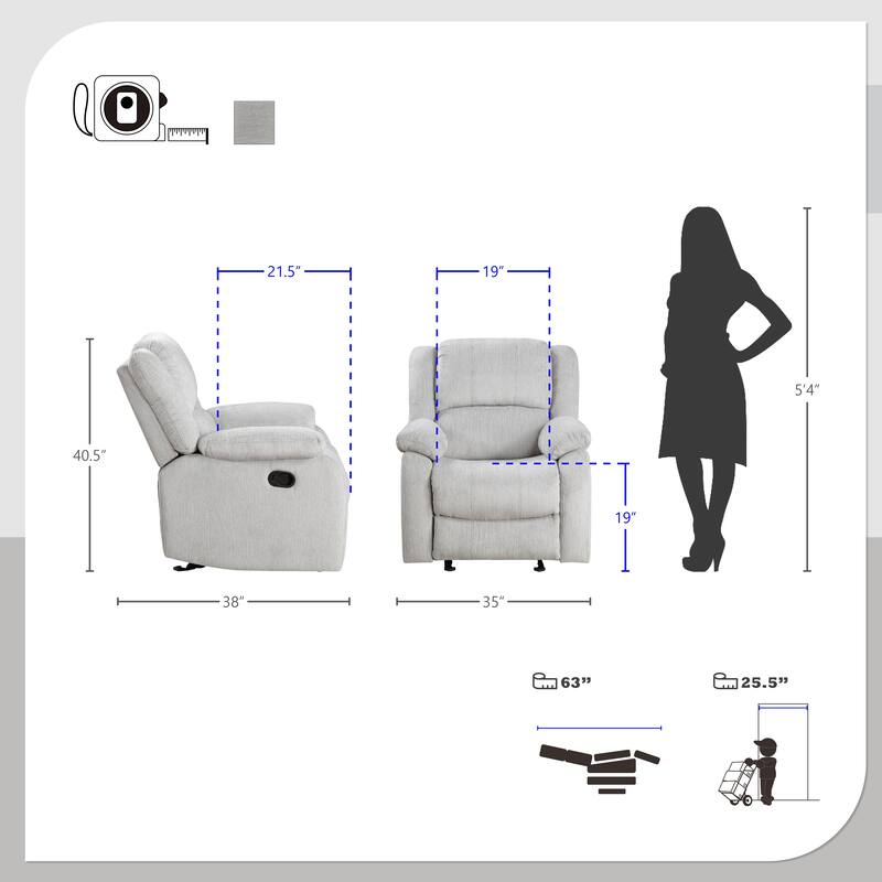 Raleigh Chenille Manual Glider Reclining Chair