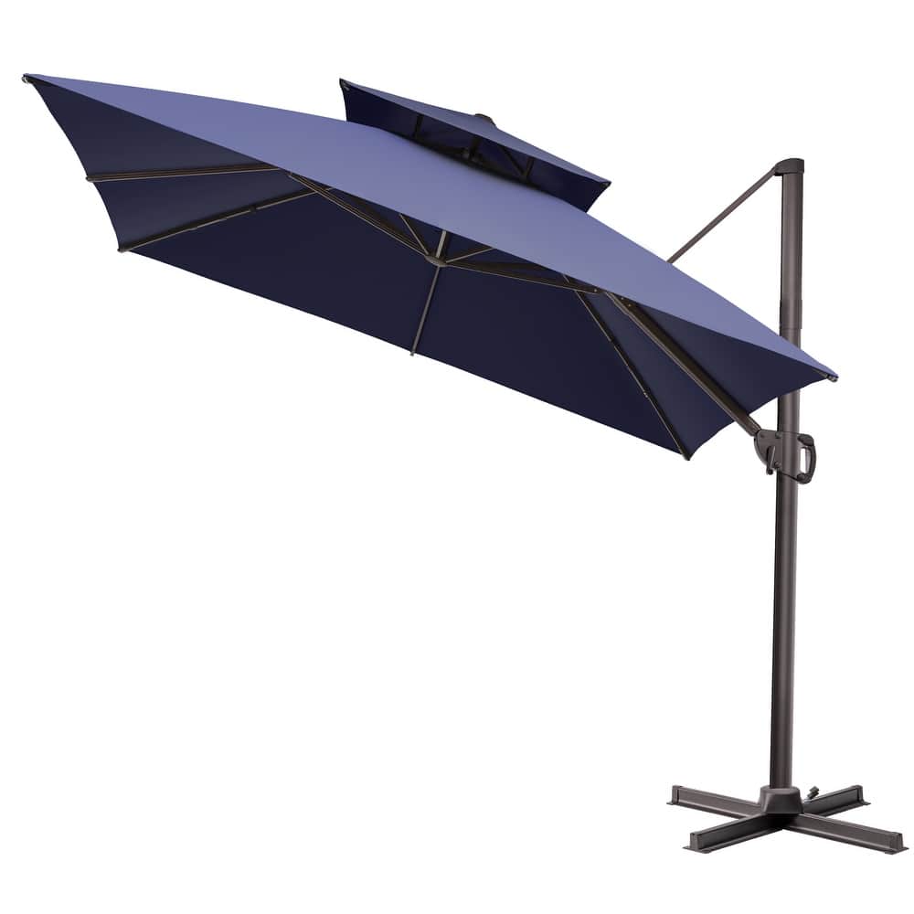 Crestlive Products 11FT Square 360 Degrees Rotation Patio Cantilever Offset Double Top Umbrella