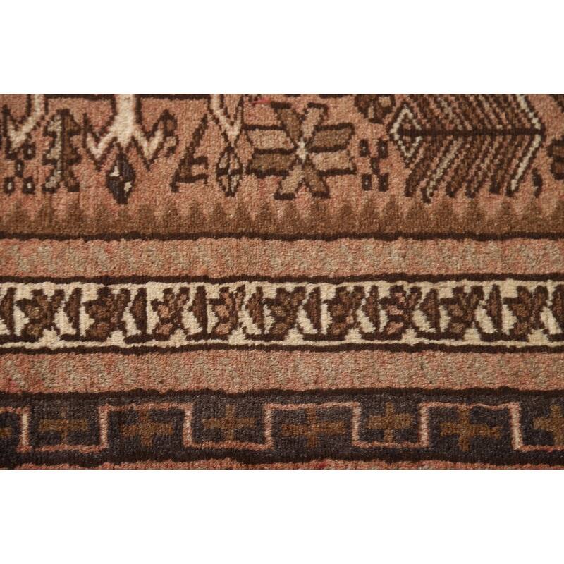 Tribal Gharajeh Persian Vintage Runner Rug Handmade Wool Carpet - 3'5"x 12'8"