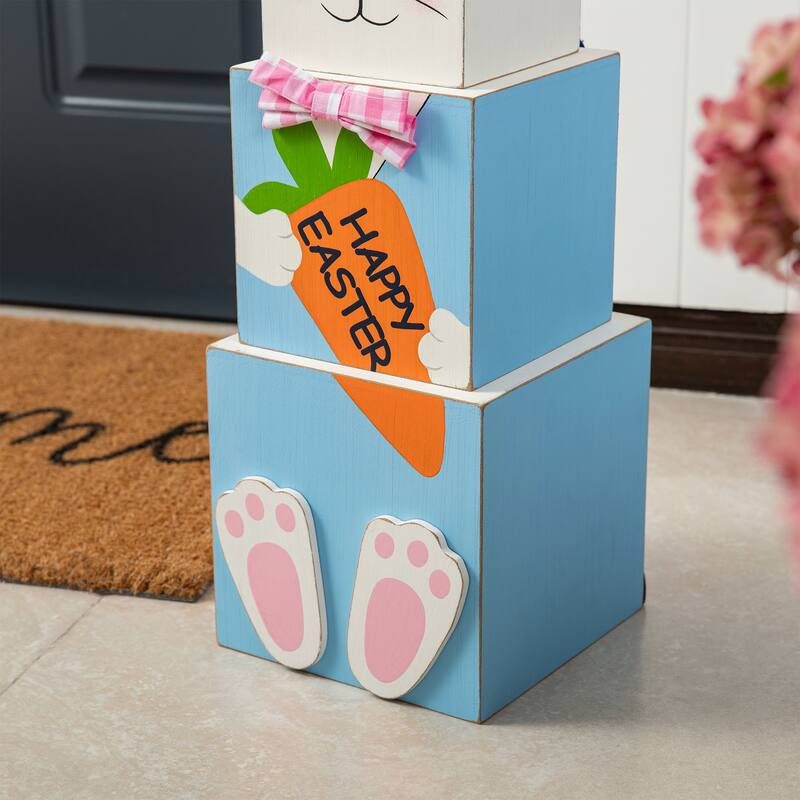 Glitzhome 24"H Double Sided Wooden Porch Decor Easter and July 4th