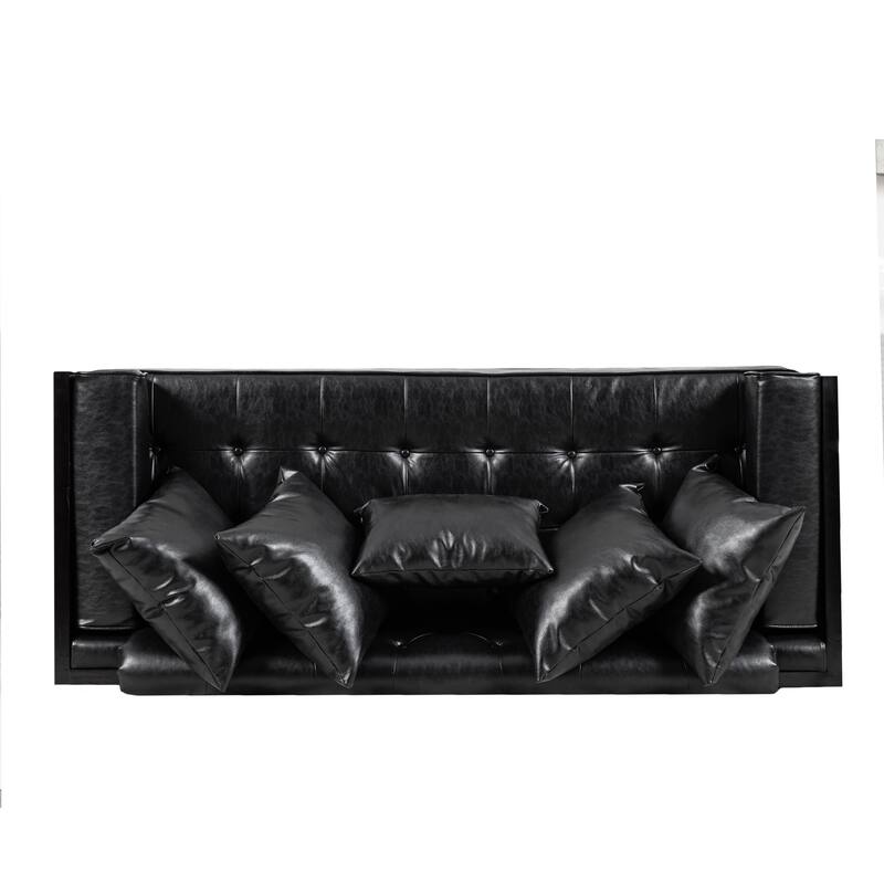 Contemporary Oversize PU Upholstered Loveseat with Pillows