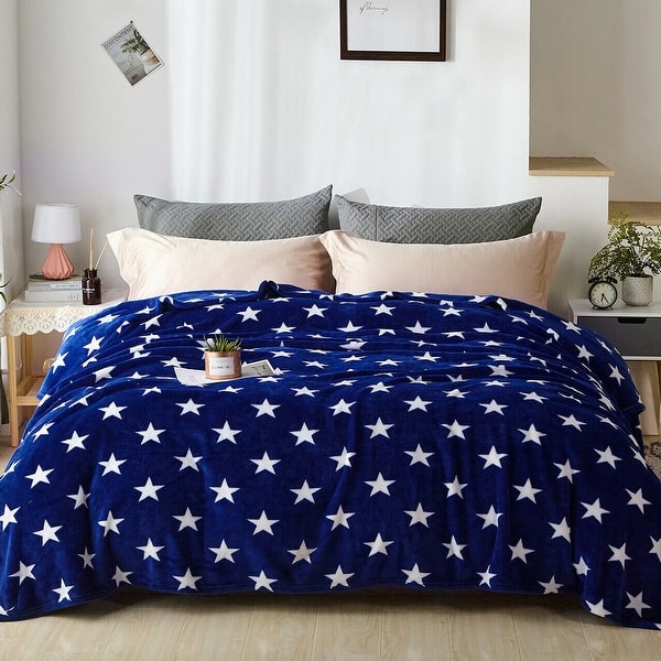 slide 2 of 3, Fleece Plush Blanket Queen Size Blue Star