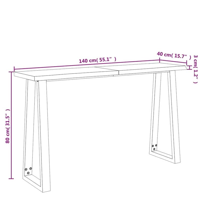 vidaXL Console Table with Live Edge Accent End Side Table Solid Wood Acacia