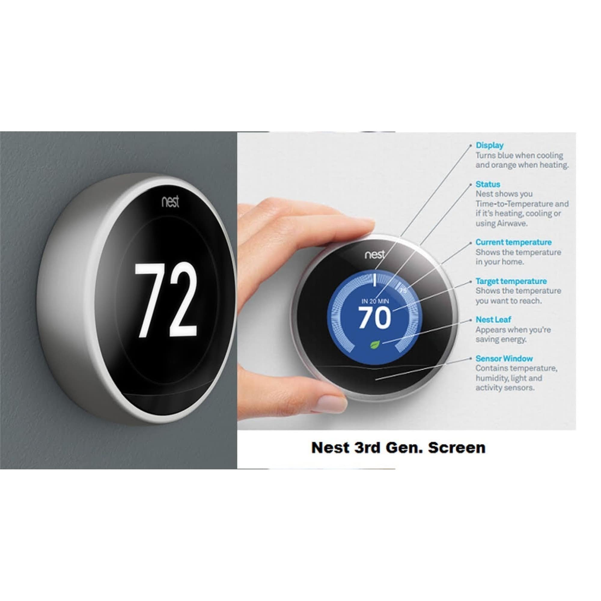 Google Nest Learning Smart Thermostat 3rd Generation Stainless Steel -  Stainless Steel